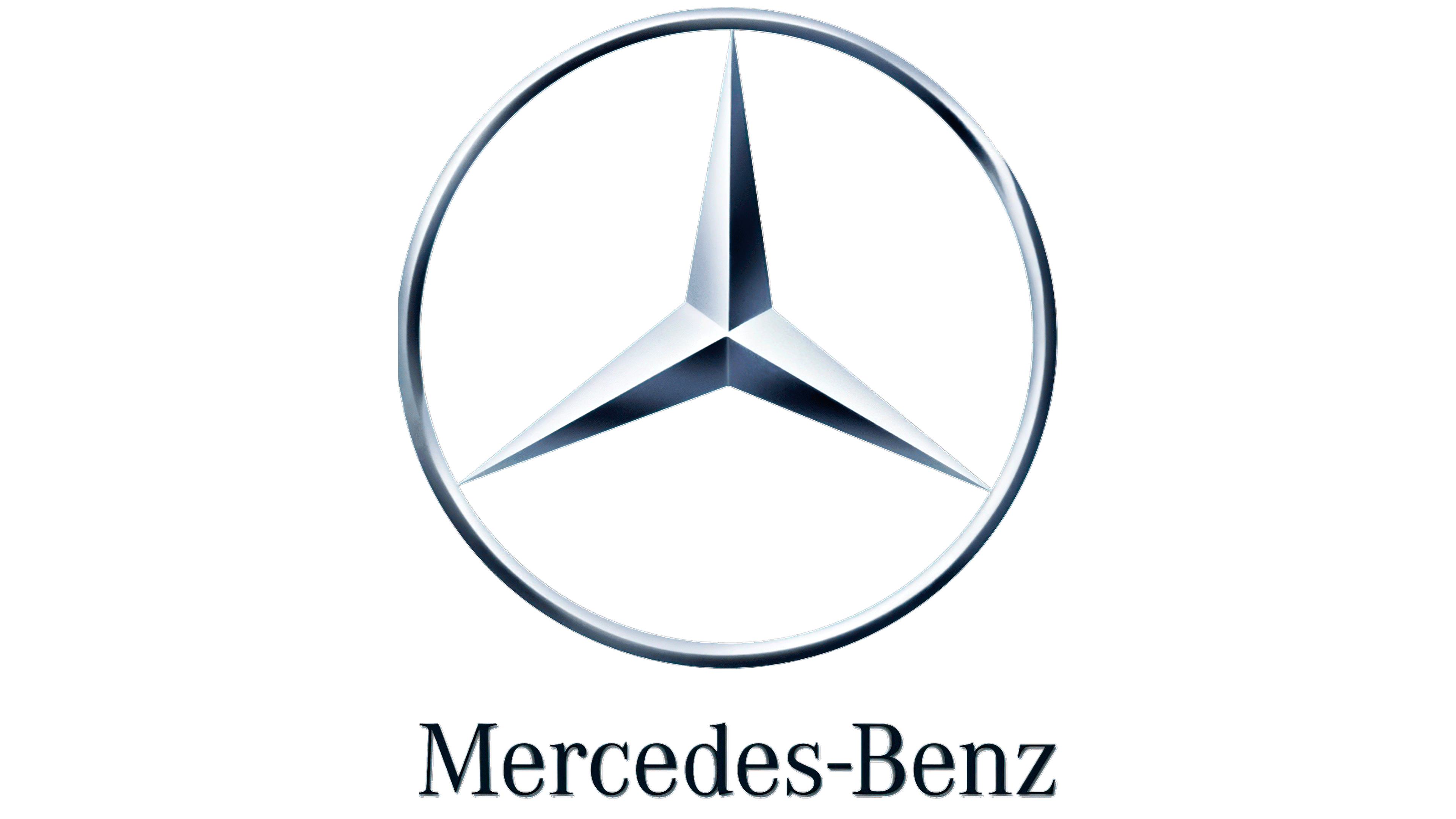 The iconic Mercedes-Benz silver star logo with brand name.